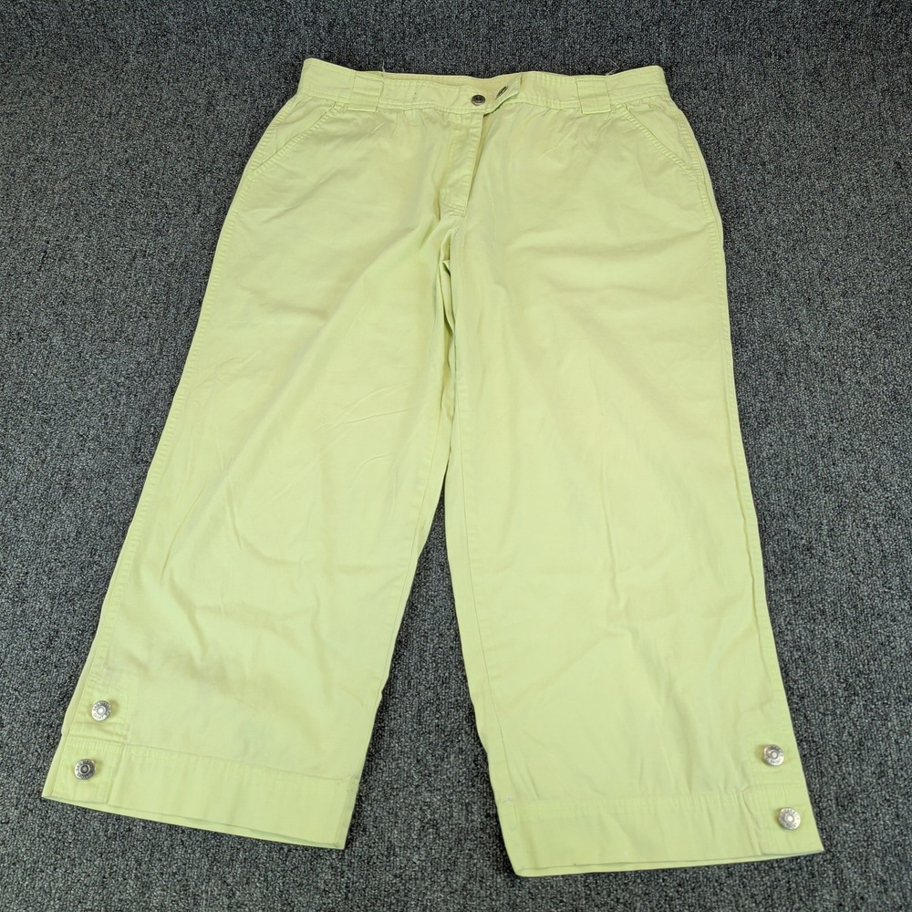 Sag Harbor Sport Womens Capri Pants Size 12 Cotton Lime Green Wide Leg Cropped — photo 2